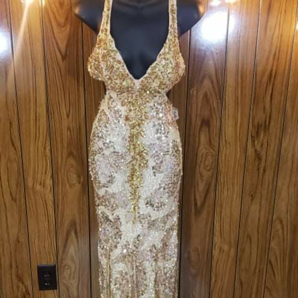 Cassandra Stone - Mac Duggal - Long Dress - Color Champagne - MD3418A